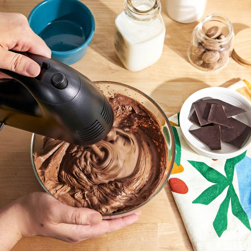 KitchenSmith 5 Speed Hand Mixer: Black, 150W, Dishwasher-Safe Parts, Metal Whisk, Handheld Cooking Mixer