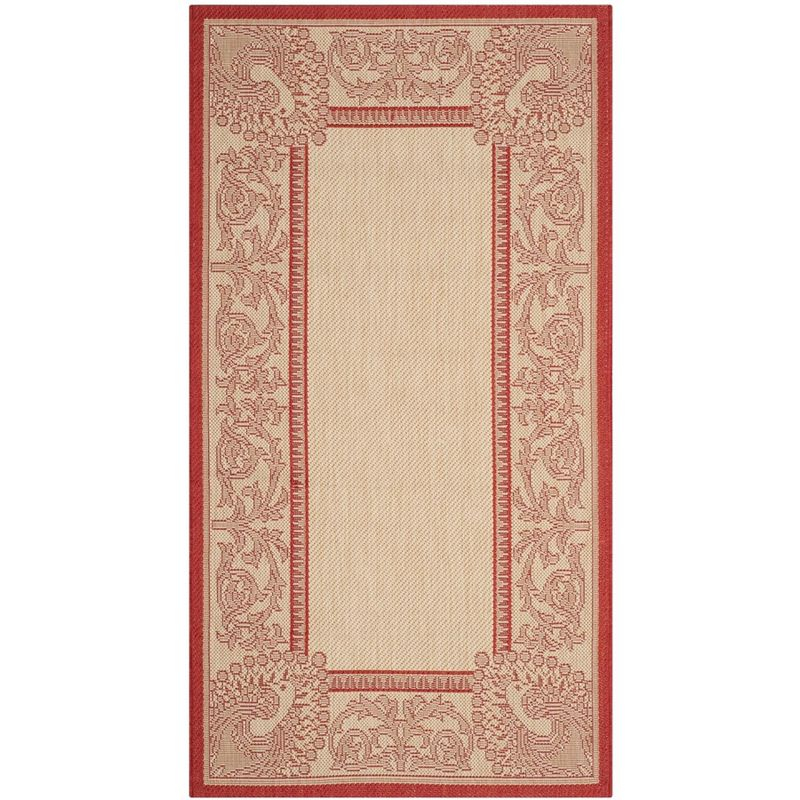Courtyard CY2965 Power Loomed Indoor/Outdoor Accent Rug - Natural/Red - 2'7"x5' - Safavieh.