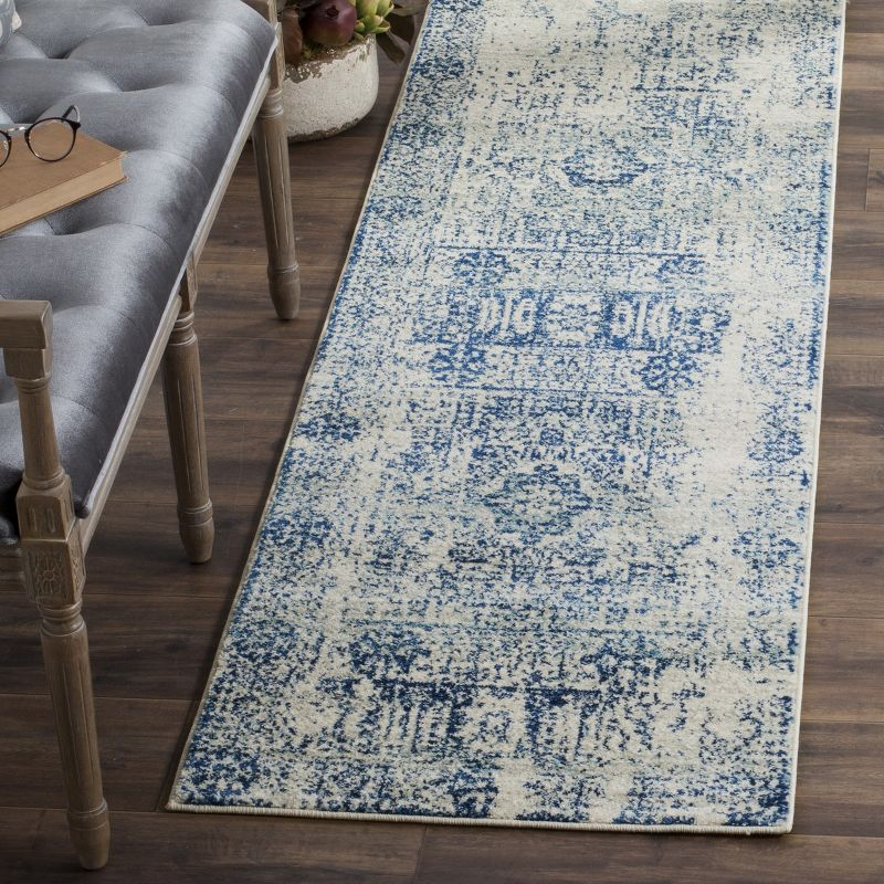 Evoke EVK260 Power Loomed Runner Rug - Ivory/Blue - 2'2"x21' - Safavieh.