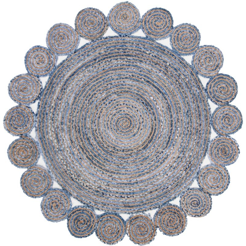 Cape Cod CAP211 Hand Woven Area Rug - Blue/Natural - 6' Round - Safavieh.