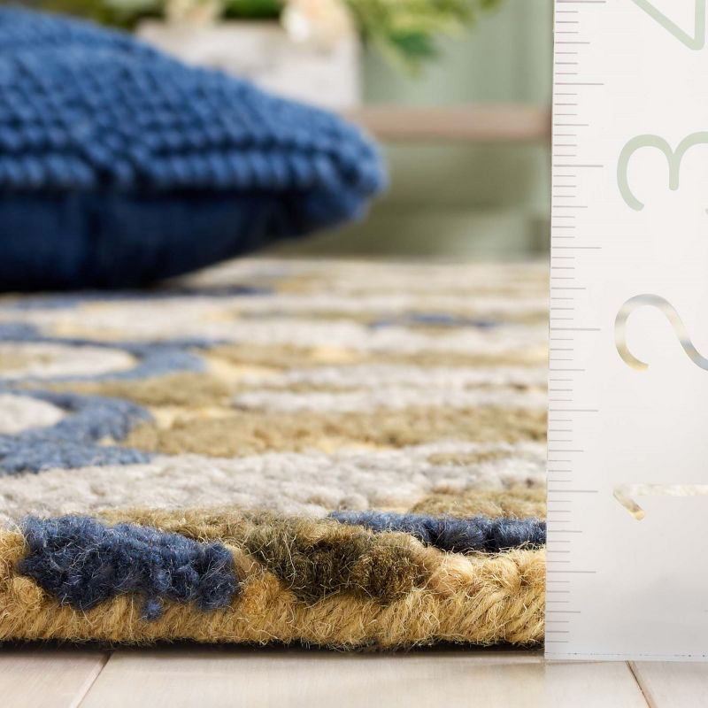 Blossom BLM422 Handmade Tufted Area Rug - Gold/Blue - 4' X 6' - Safavieh