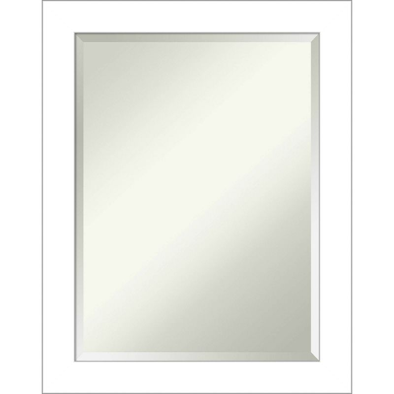 22" x 28" Wedge Framed Bathroom Vanity Wall Mirror White - Amanti Art: Modern, Satin Finish, No Assembly Required