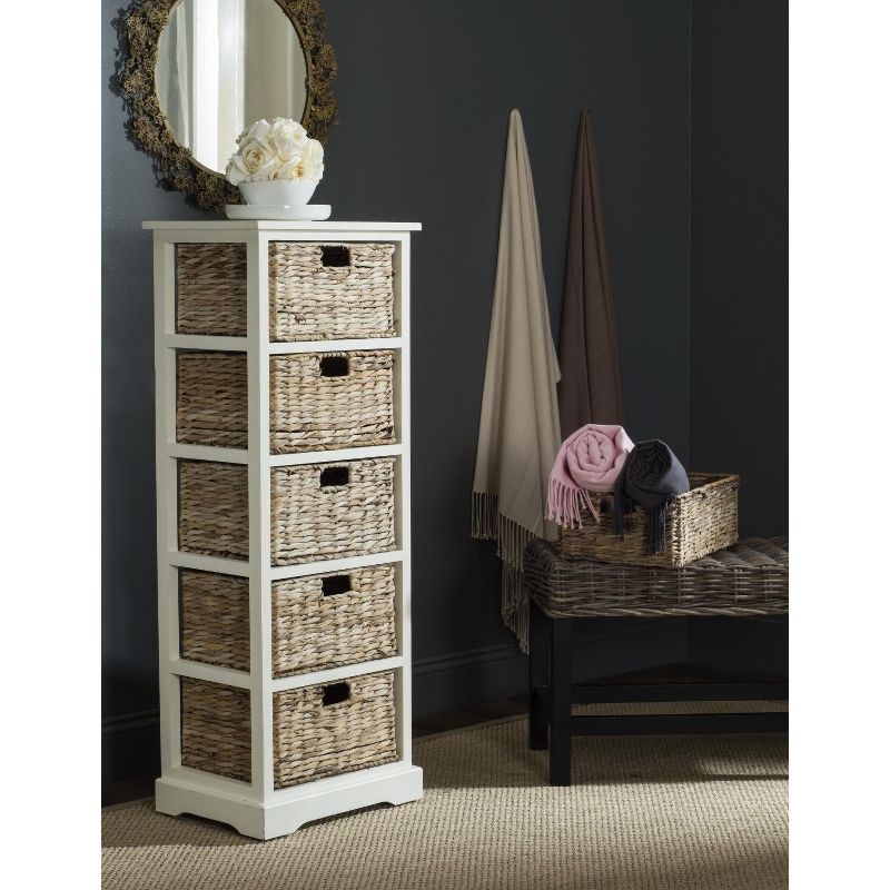 Dovecove White 5-Drawer Wicker Basket Storage Tower (Fully Assembled) | Wayfair