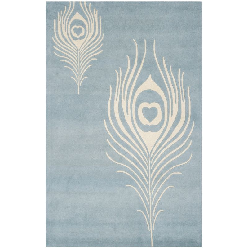Soho SOH704 Hand Tufted Indoor Area Rug - Light Blue/Ivory - 5'x8' - Safavieh