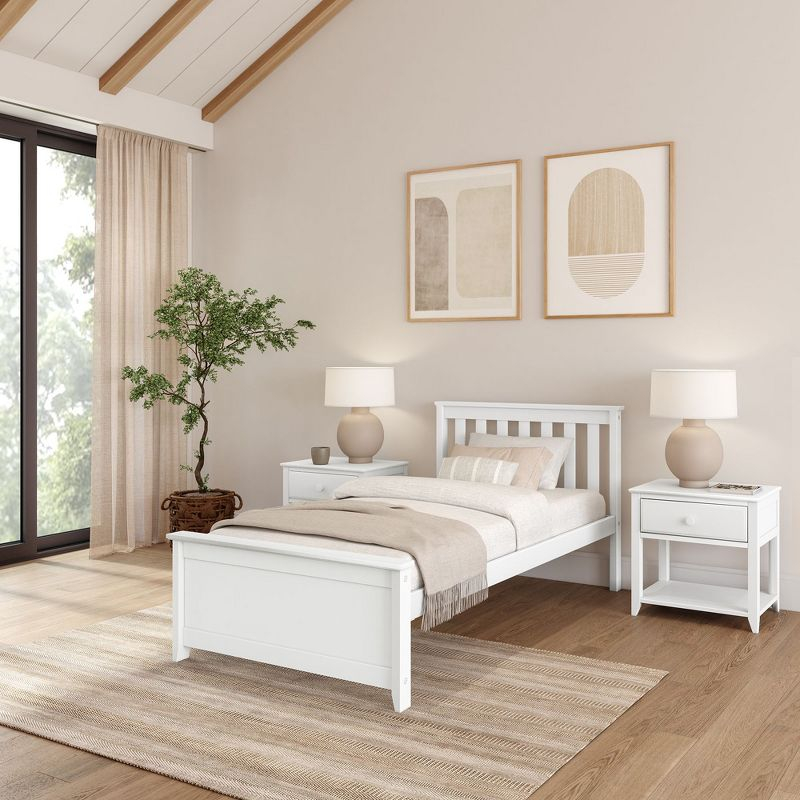 Plank+Beam Classic Solid Wood Twin Platform Bed Frame with Slatted Headboard
