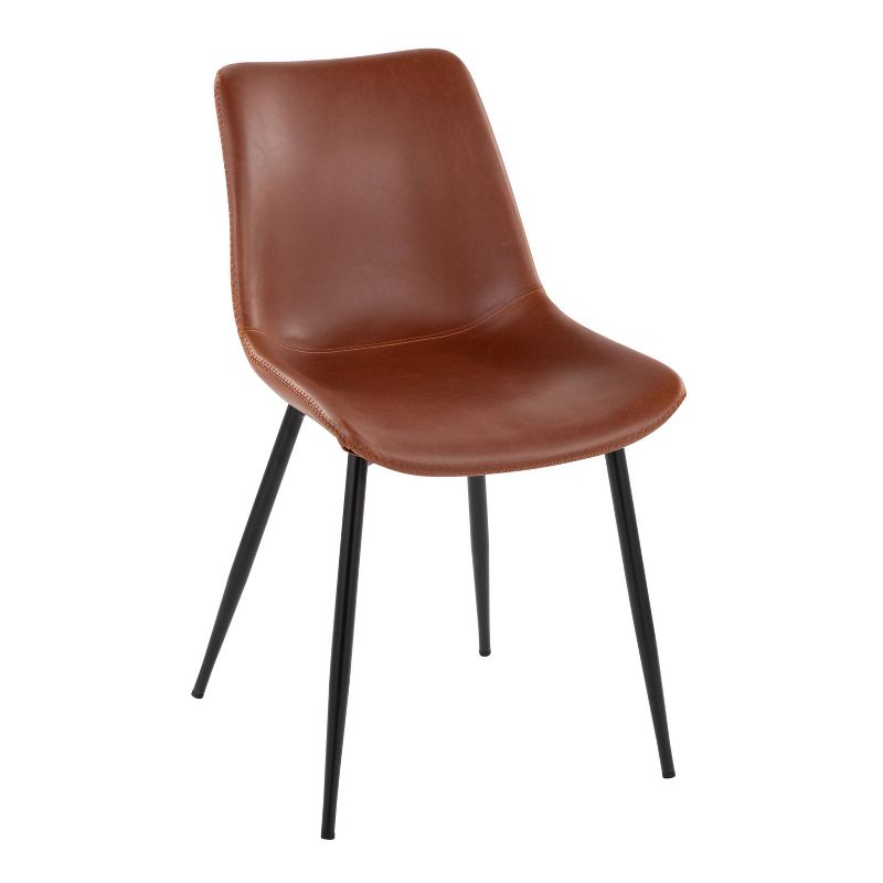 Set of 2 Durango Dining Chairs Black/Cognac: Vintage Faux Leather, Metal Legs - LumiSource