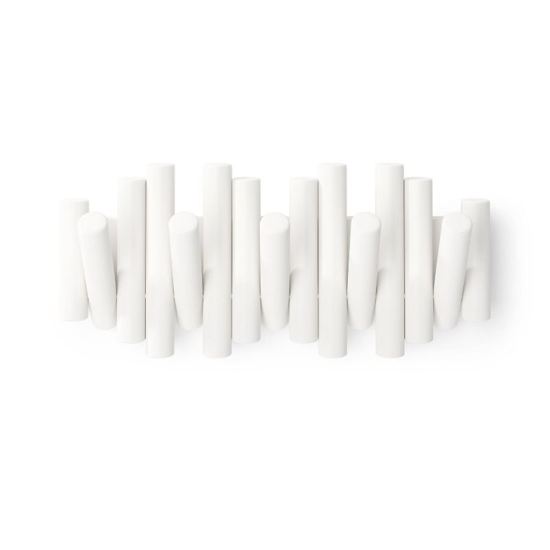 Umbra Picket Rail Hook White: 5 Decorative Hooks, Pine Material, 25 lb Capacity, 15.63" Length, 5-Year Warranty