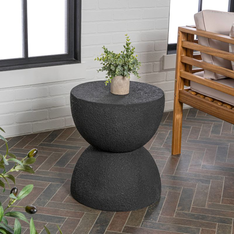 Greta 18" Mid-Century Modern Drum Accent Table , Black - JONATHAN Y