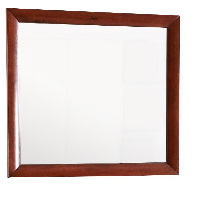 Passion Furniture Marilla 35 in. x 39 in. Modern Rectangle Framed Cherry Dresser Mirror