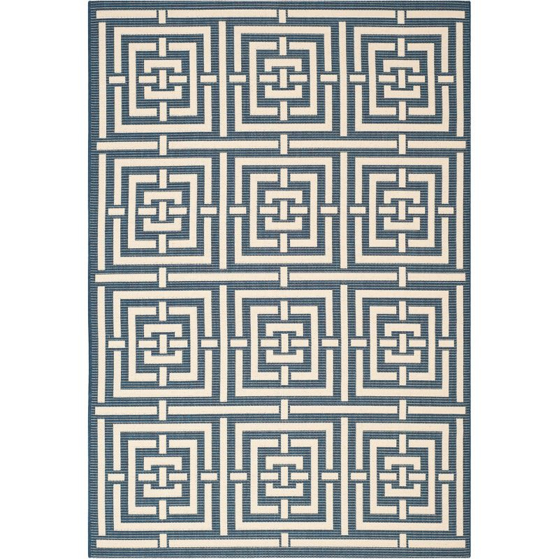 Courtyard CY6937 Power Loomed Indoor and Outdoor Area Rug - Navy/Beige - 5'3"x7'7" - Safavieh