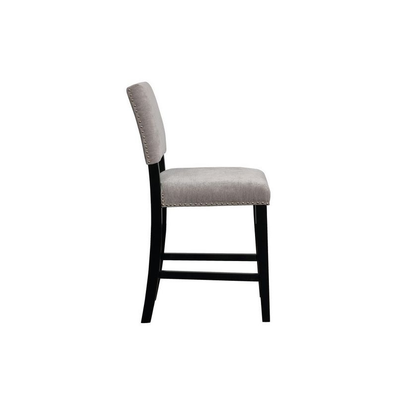 Linon Corey Dark Washed Velvet Upholstery Counter Height Barstool Gray: Stained Wood Legs, Microfiber, Footrest