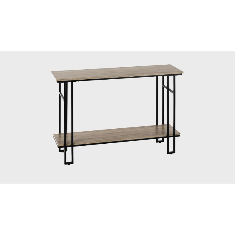 Monarch Specialties Accent Table Console Entryway Narrow Sofa Living Room Bedroom Brown Laminate Black Metal Contemporary Modern