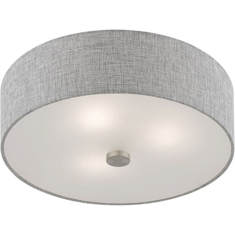 Livex Lighting Dakota 3 - Light Semi-Flush Mount in  Brushed Nickel/Shiny White