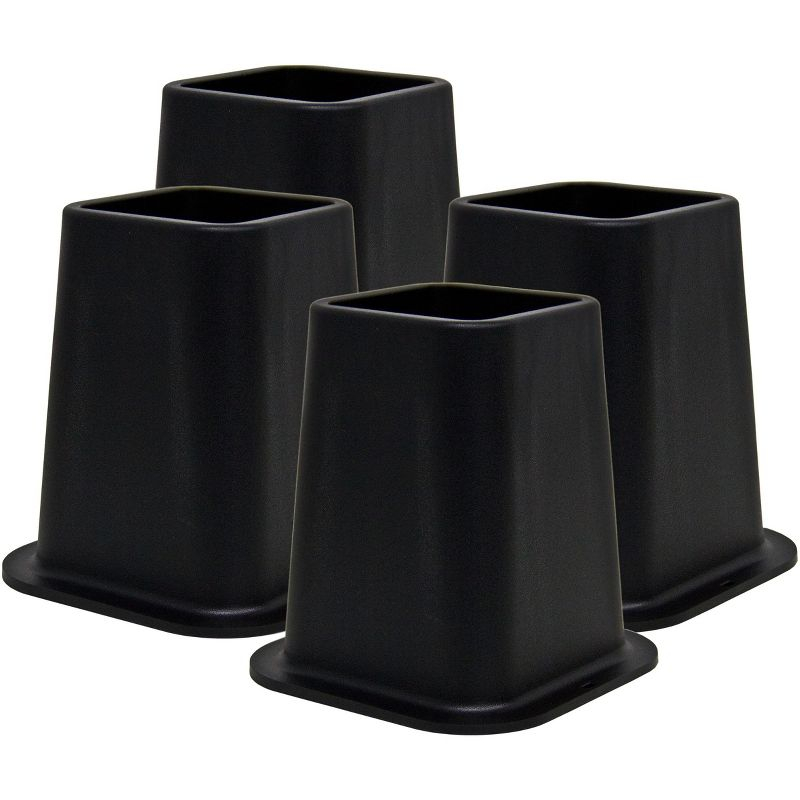 Kings Brand Furniture - Heavy Duty Premium Quality 6 Inch Bed Risers - Furniture Riser for Desk, Sofa, Couch & Table, Black, Set of 4