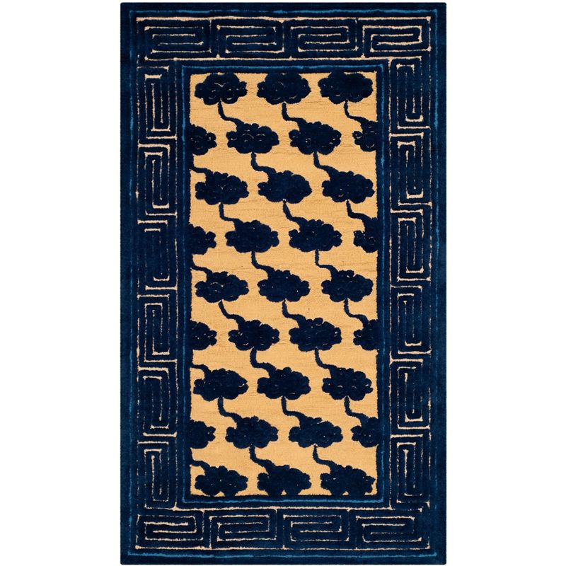 Newport NPT428 Hand Hooked Accent Rug - Beige/Blue - 2'6"x4'3" - Safavieh.