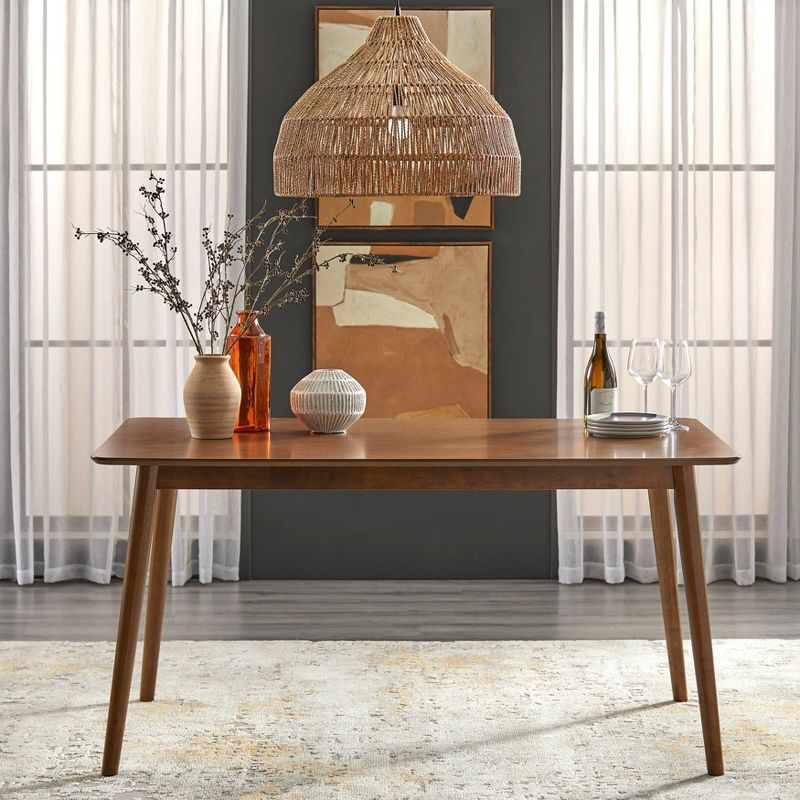 Buylateral 5pc Estelle Rectangular Dining Set Walnut/Sunflower Yellow: Upholstered Chairs, Rubberwood Frame, Foam Fill