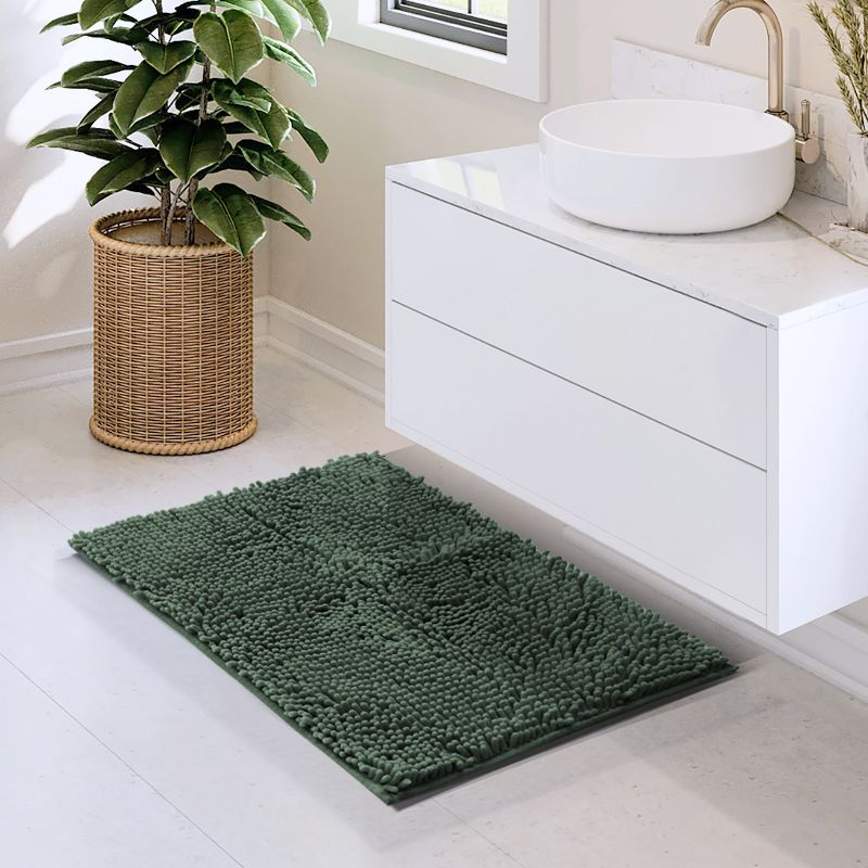 Hearth & Harbor Bathroom Rugs, Chenille Bath Mat - Hunter Green Bath Rug, 17x24