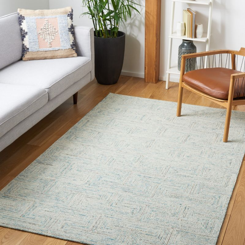 Ikat IKT101 Hand Tufted Area Rug - Teal/Grey - 4'x6' - Safavieh