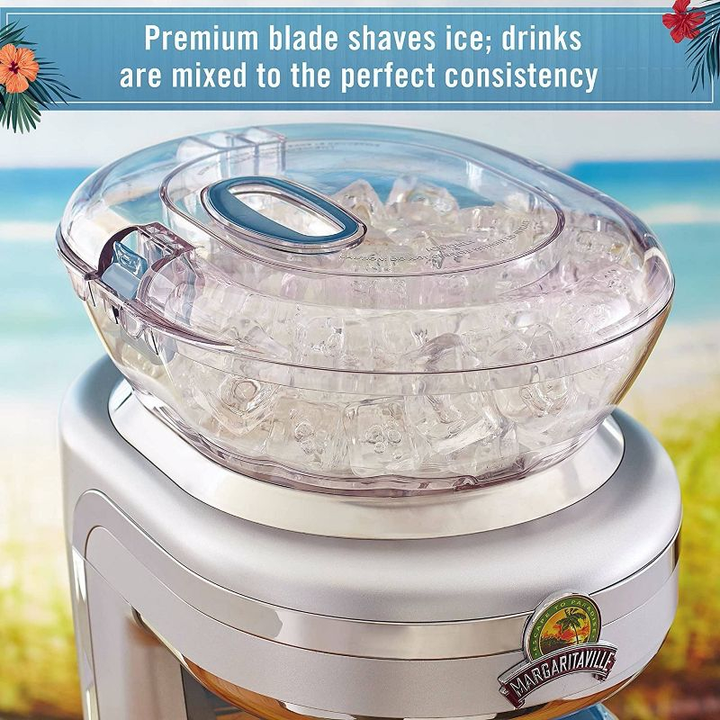 Margaritaville Key West Frozen Concoction Maker Ice Shaver and Crusher Blue/Silver: 64oz Capacity, 450W, Dishwasher-Safe Parts