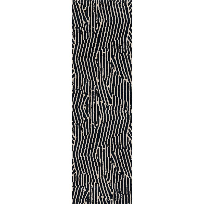 Momeni 2'3"x7'6" Xander Everly Machine Loomed Runner Rug Black: Geometric Pattern, Indoor, Low Pile, Polyester & Polypropylene