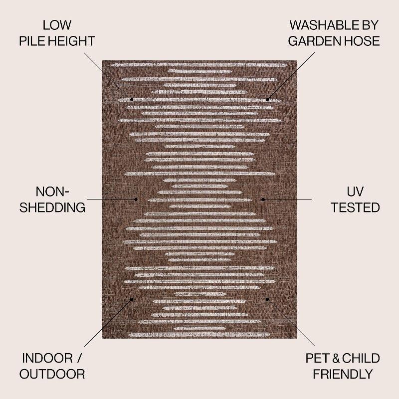 8'x10' Zolak Berber Stripe Geometric Indoor/Outdoor Area Rug, Brown/Beige - JONATHAN Y