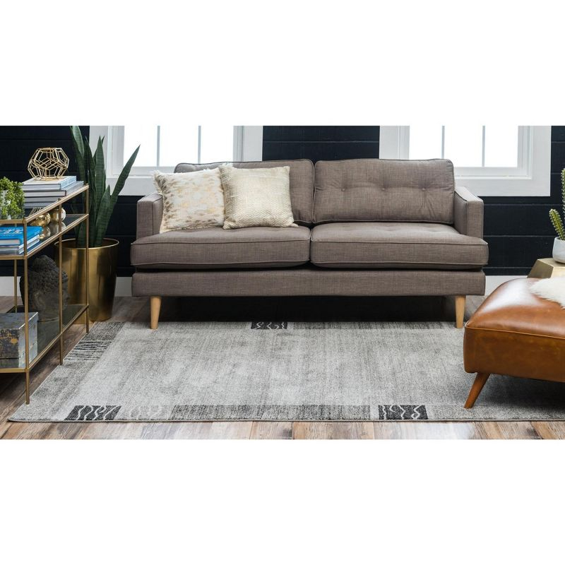 Unique Loom Del Mar Collection Area Rug - Sarah (9'  x 12' Rectangle Light Gray/Gray)