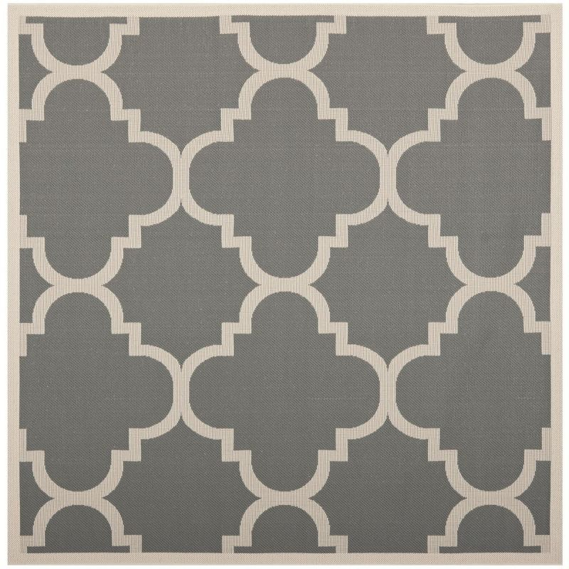 Courtyard CY6243 Power Loomed Indoor and Outdoor Area Rug - Grey/Beige - 4'x4' - Safavieh