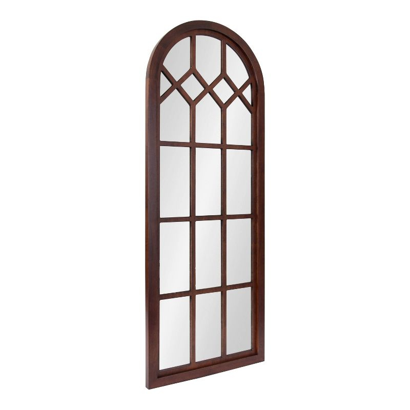 18" x 47" Gilcrest Windowpane Wall Mirror Walnut Brown - Kate & Laurel All Things Decor: Arched, Decorative, Large Window Pane, Tall