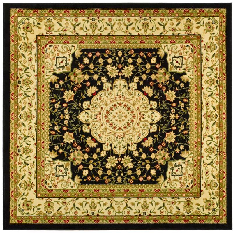 Lyndhurst LNH213 Power Loomed Area Rug - Black/Ivory - 8'x8' - Safavieh.