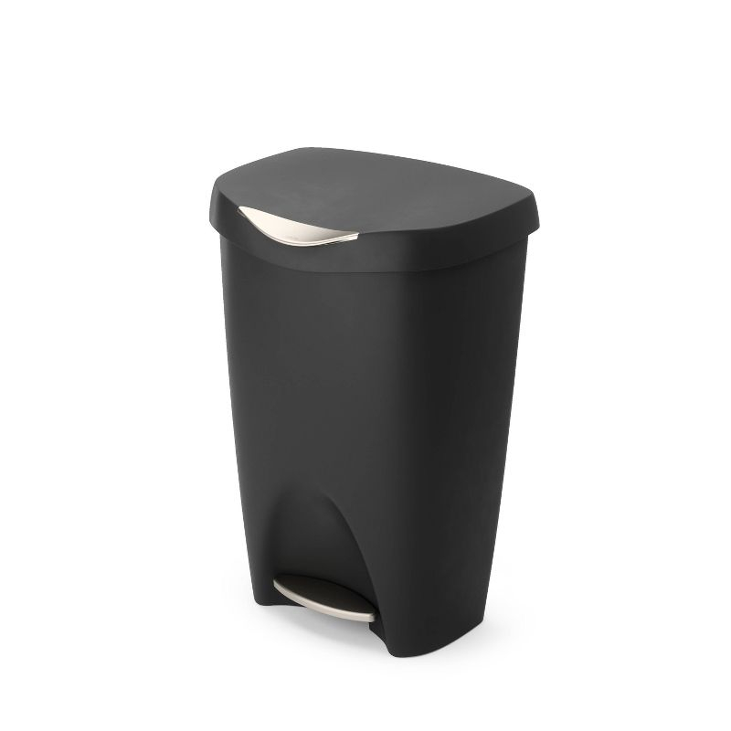 Umbra 13gal Brim Step Trash Can Black/Nickel: Kitchen Trash Can, 50 Quart, Indoor, Polypropylene, Spot Clean