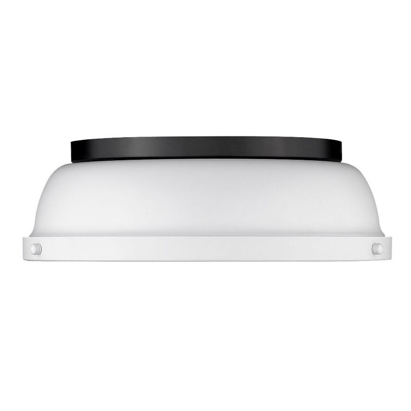Golden Lighting Duncan 2-Light Flush Mount in Matte Black with Matte White