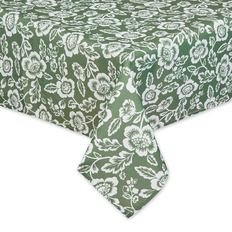 Design Imports  Artichoke Green Floral Print Outdoor Tablecloth With Zipper 60X84