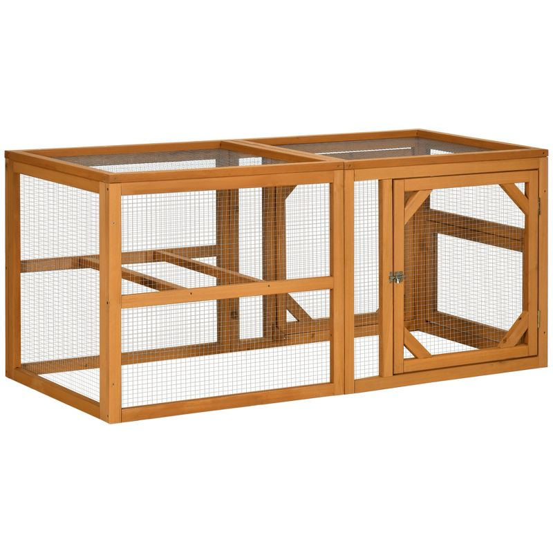 PawHut 55" Wooden Chicken Coop Add-on Expansion, Mini Chicken Coop Chicken House Outdoor Chicken Run Hen House with Combinable Design