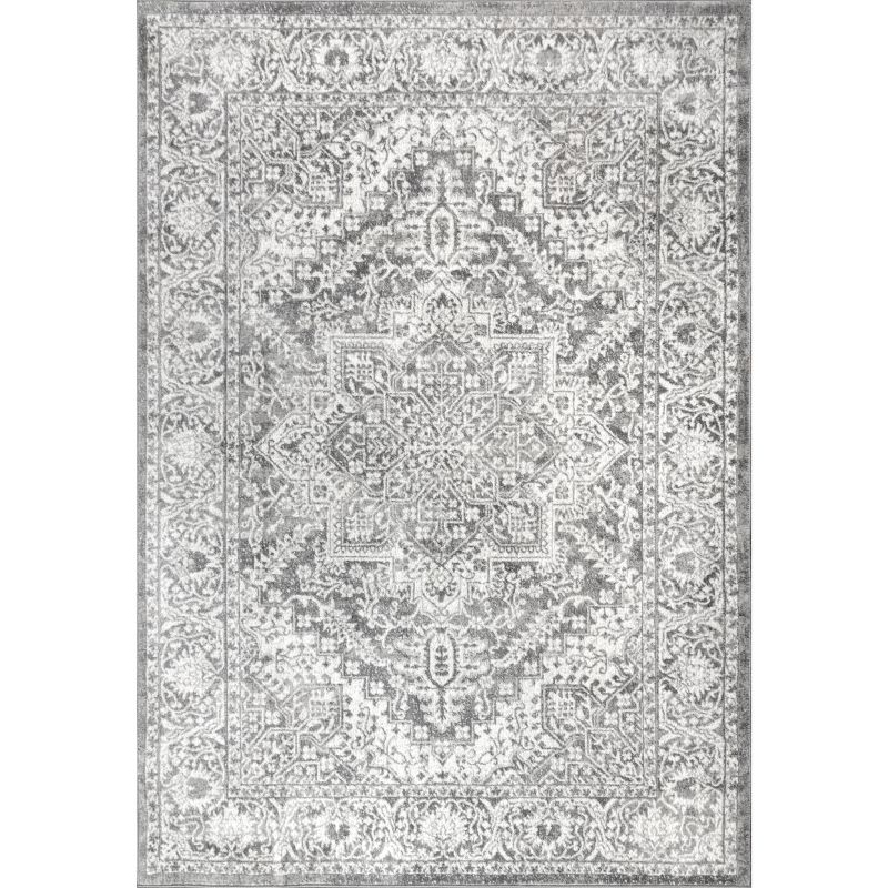 JONATHAN Y Modern Vintage Medallion Light Gray 5 ft. x 8 ft. Area Rug