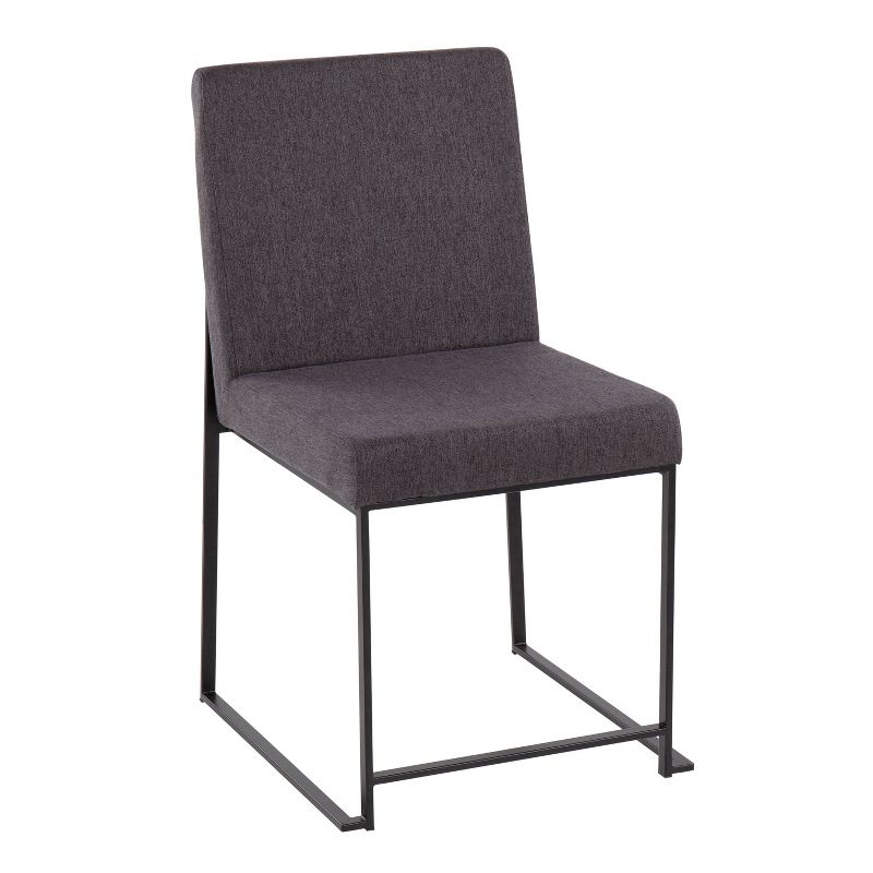 Set of 2 Highback Fuji Polyester/Steel Dining Chairs Black/Charcoal - LumiSource: Modern Kitchen & Room Seating, Foam Padded