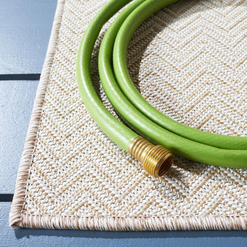 Hampton HTN233 Power Loomed Indoor/Outdoor Area Rug - Beige/Ivory - 6'5"x6'5" - Safavieh..