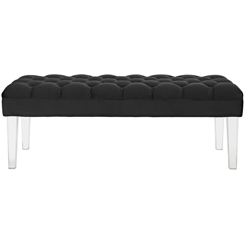 Modway Valet Velvet Bench – Tufted Upholstered Accent Bench with Acrylic Legs for Entryways, Bedrooms, or Dressing Areas