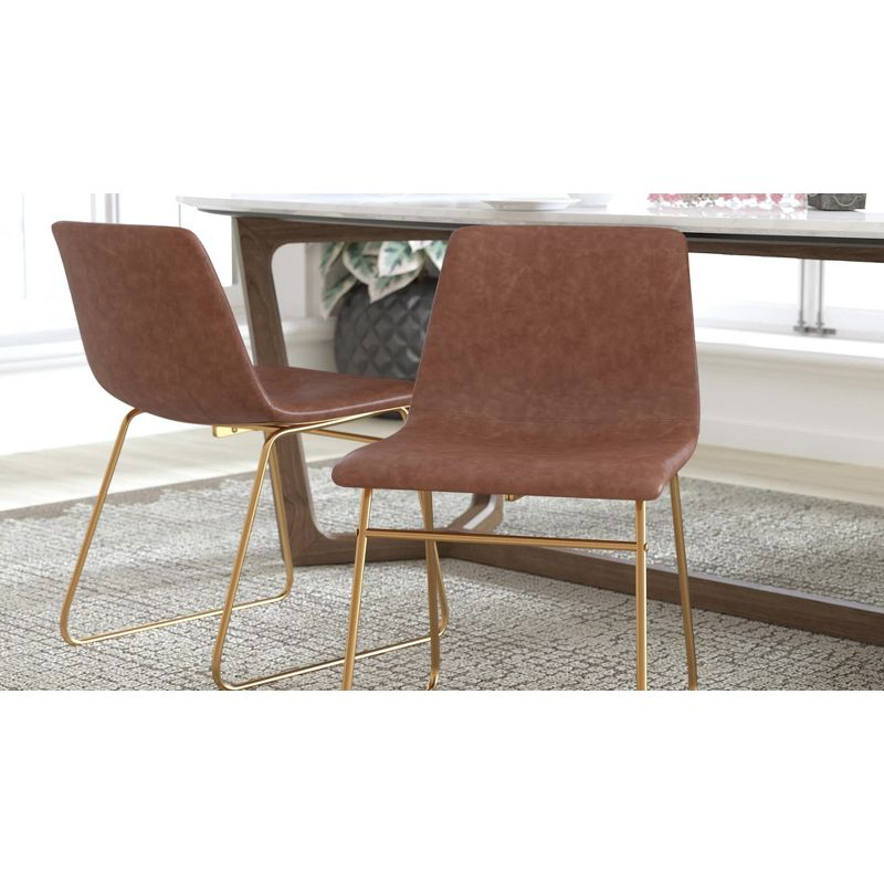 Emma and Oliver 18 Inch Indoor Dining Table Chairs, Dark Brown LeatherSoft/Black Frame-Set of 2