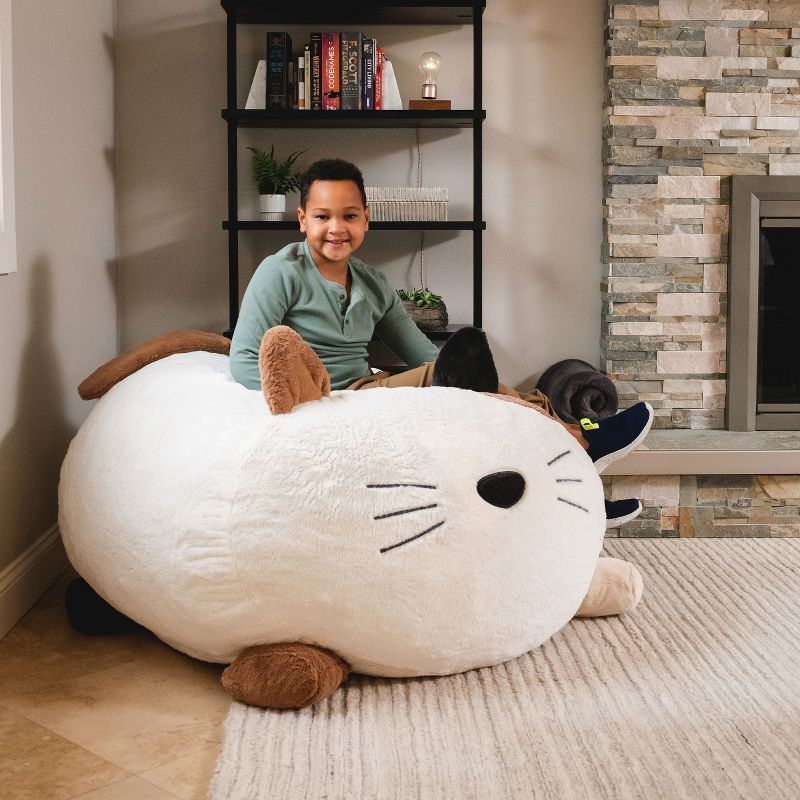 Big Joe Wild Things Foam Filled Animal Bean Bag Chair with Removable Cover, Soft Faux Fur, Kids and Teens,Francesca Feline