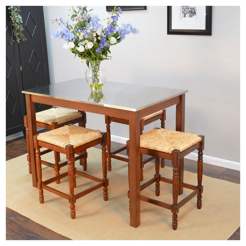 Carolina Living 24" Turner Counter Height Barstool Chestnut: Rubberwood Frame, Square Seat
