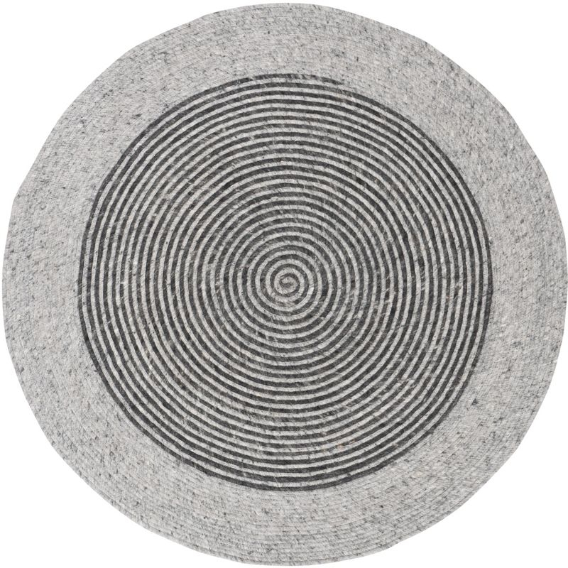 Braided BRD904 Hand Woven Indoor Accent Rug - Grey/Black - 3' Round - Safavieh