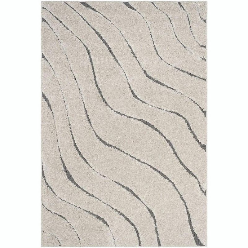 Florida Shag SG472 Power Loomed Indoor Accent Rug - Cream/Grey - 4'x6' - Safavieh