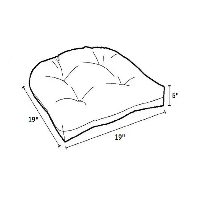 Marina Decoration Premium Thick Patio Pad Tufted 19 x 19 x 4" Solid Outdoor Chair Seat Cushions, 6 Pack