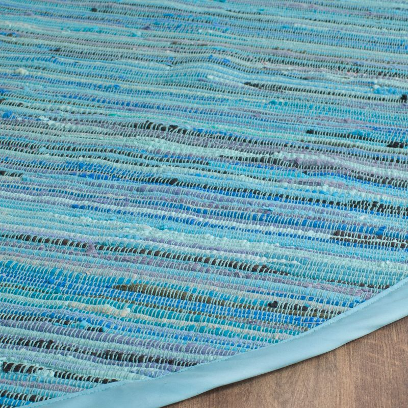 Rag Rug RAR121 Hand Woven Indoor Area Rug - 6' Round - Blue/Multi - Safavieh