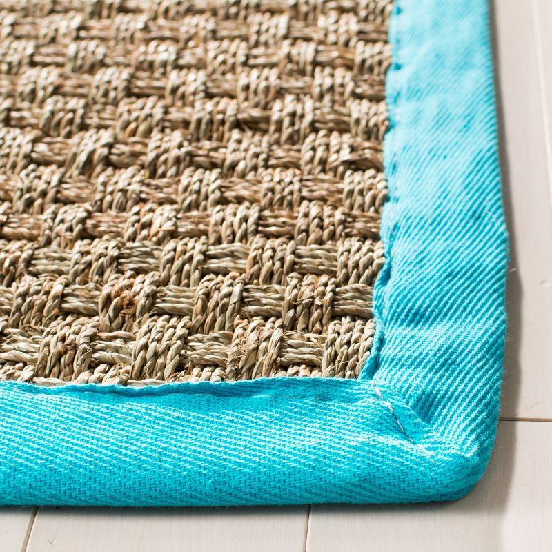 Natural Fiber NF114 Power Loomed Area Rug - Natural/Turquoise - 6'x6' - Safavieh.