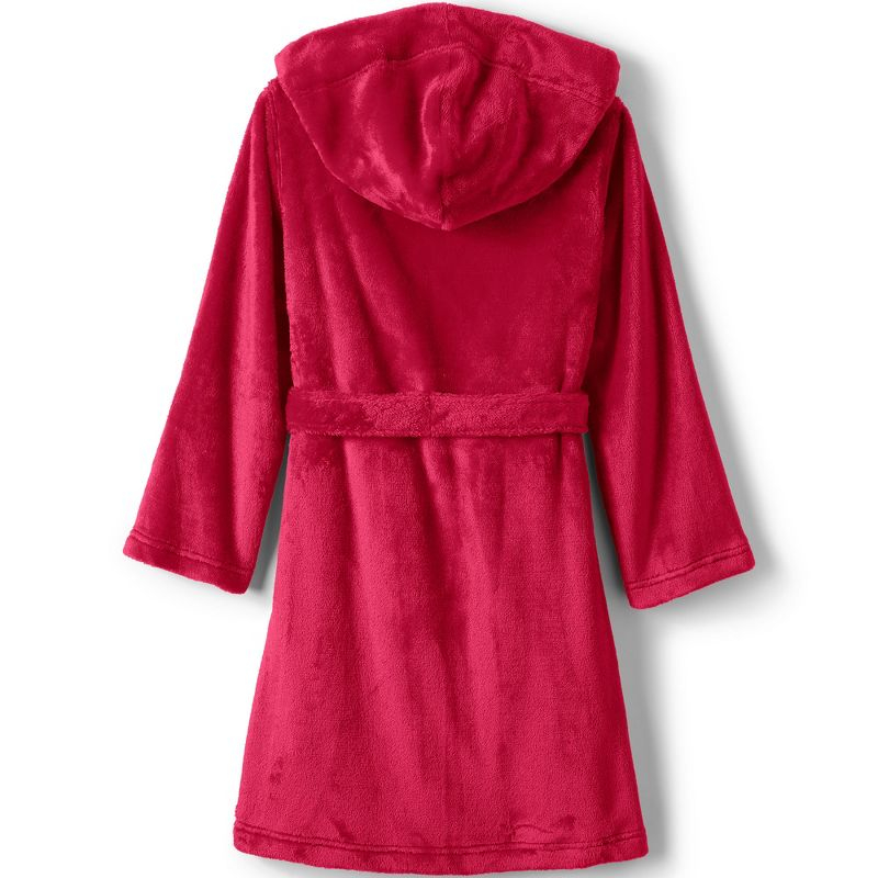 Lands' End Kids Fleece Hooded Robe - 4 - Red