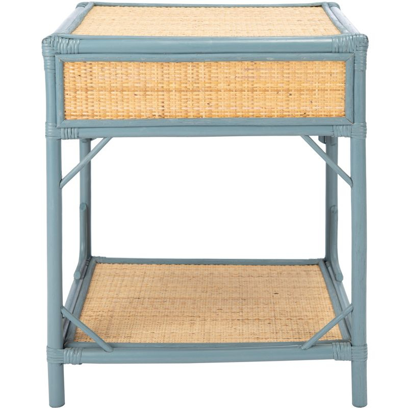 Roya 1 Drawer 1 Shelf Nightstand - Blue Grey/Natural - Safavieh.