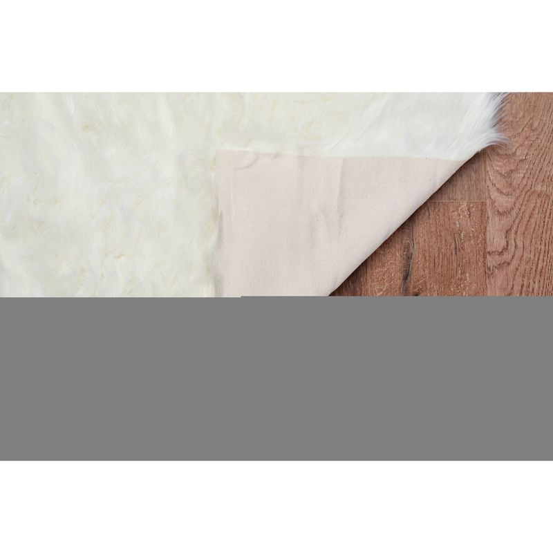 3'x5' Faux Sheepskin Accent Rug White - Linon: Modern High Pile Indoor Handmade Rectangle Rug