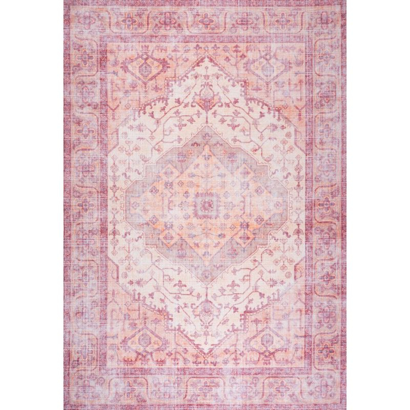 2' x 8' Alacati Ogee Medallion Machine Washable Indoor/Outdoor Runner Rug, Red/Orange/Cream - JONATHAN Y
