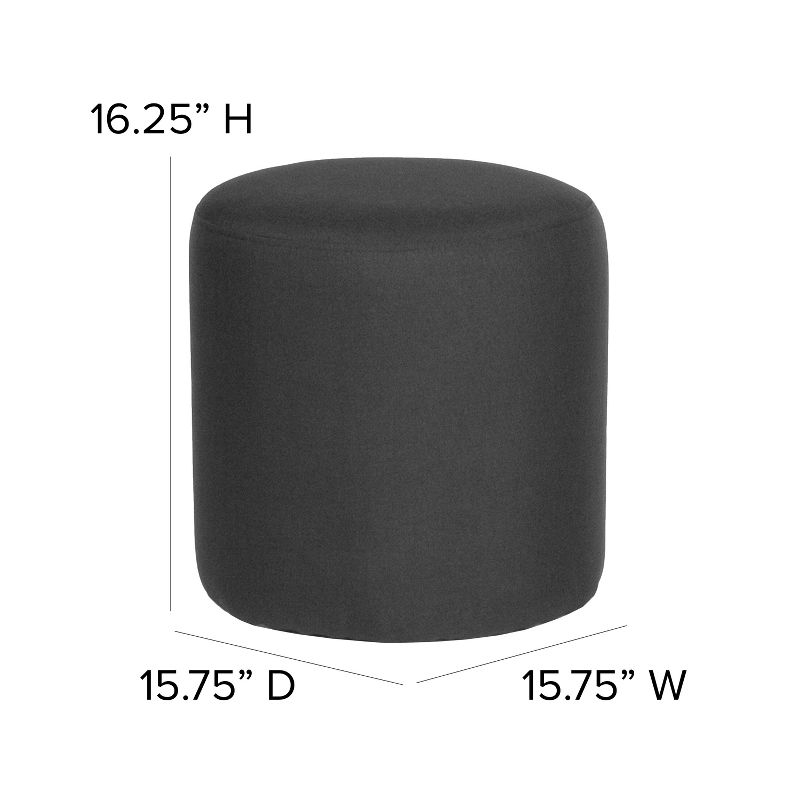 Emma and Oliver Taut Upholstered Round Ottoman Pouf in Black Fabric